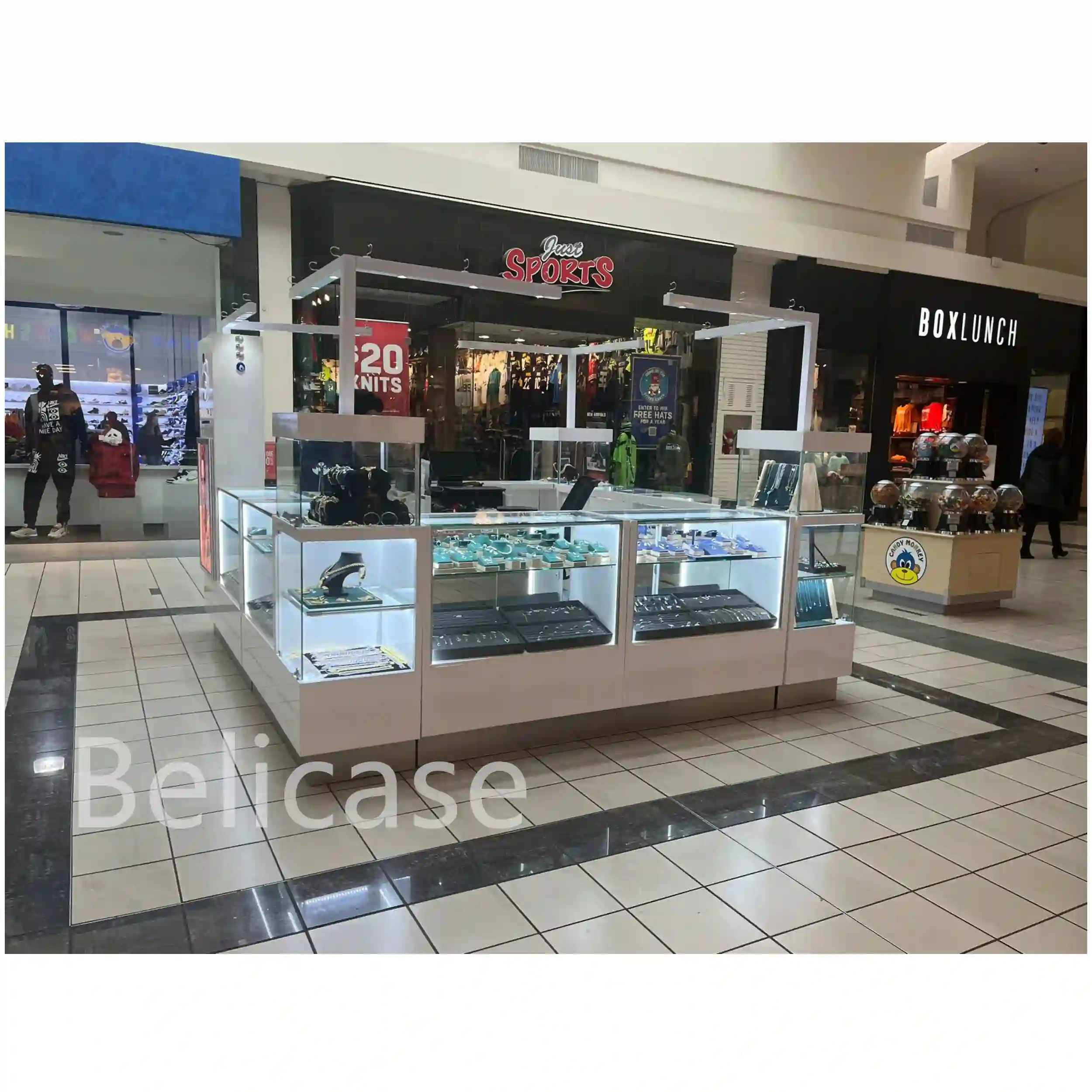 White Glass Jewelry Display Kiosk